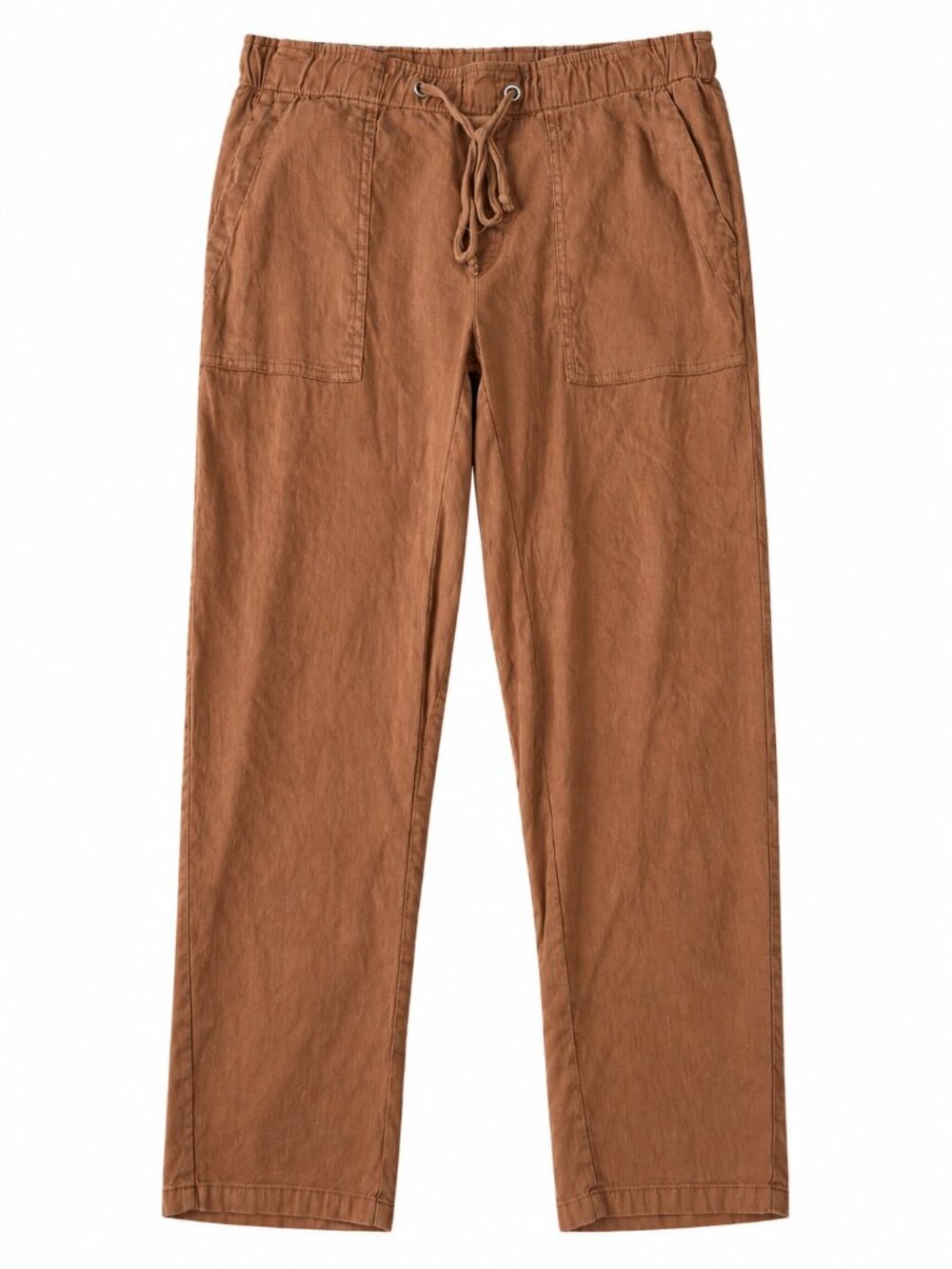 KUT FROM THE KLOTH Rosalie Drawstring Stretch Linen Blend Pants Whiskey Brown M - Picture 3 of 7